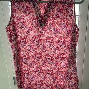 Adrianna Papell Pink Floral Sleeveless Blouse